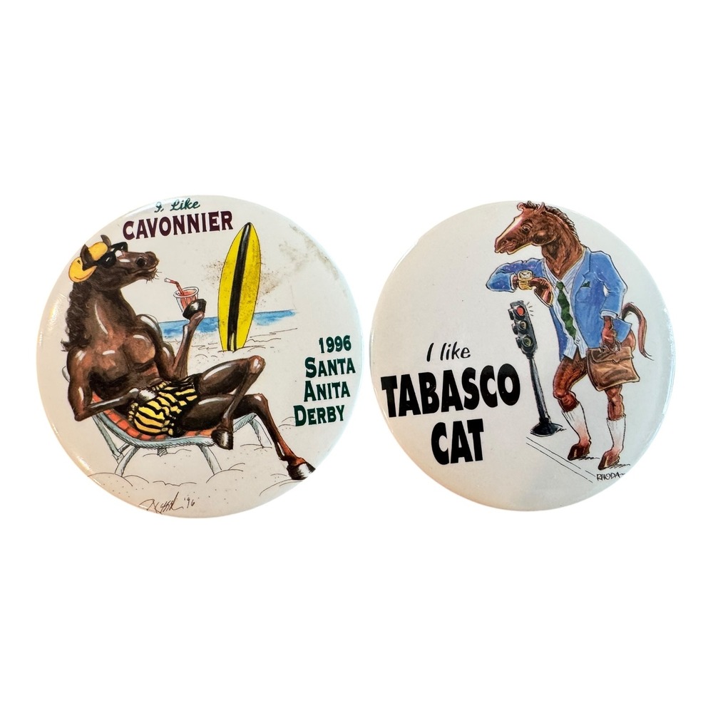 Vintage 1996 Santa Anita Derby Horse Racing‎ Pins Cavonnier Tabasco Cat